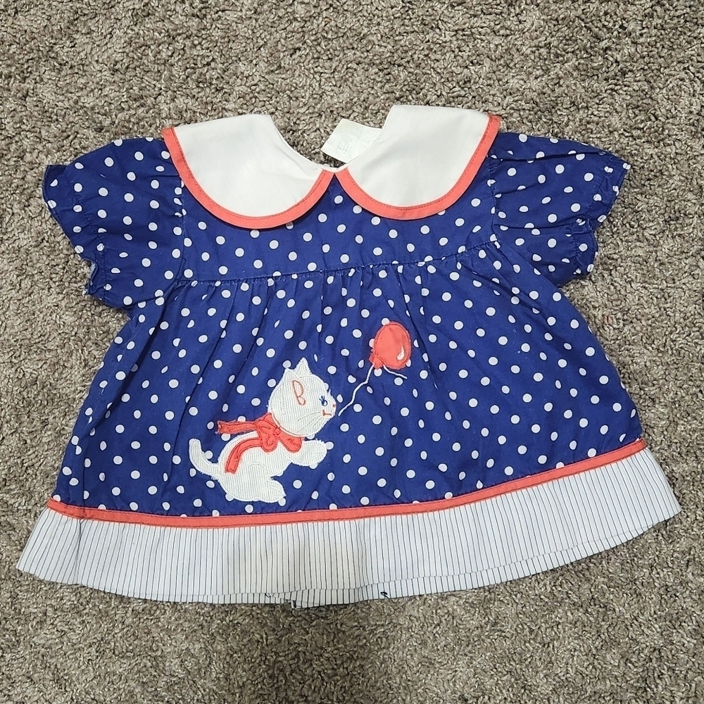 Vintage 70s 80s Cradle, Baby Girls Dress, Size 6-9 months